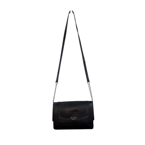 Guess Matte Black Quilted Pattern Chain Strap Crossbody Purse Sz S - Picture 1 of 12